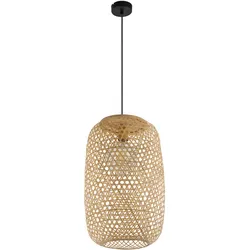 Hängeleuchte Bambus Pendelleuchte Geflecht Esszimmerleuchte hängend, natur, 1x E27 Fassung, DxH 31x135 cm