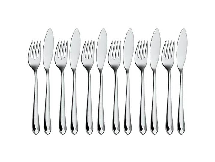 WMF Jette Fischbesteck 12 teilig, Fischset für 6 Personen, Fischgabel, Fischmesser, Cromargan Protect Edelstahl poliert, kratzbeständig