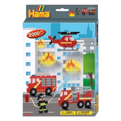 Hama 3441 - DIY Bügelperlen Midi 5+, Geschenk-Set Feuerwehr, ca. 2000 Stück und Zubehör