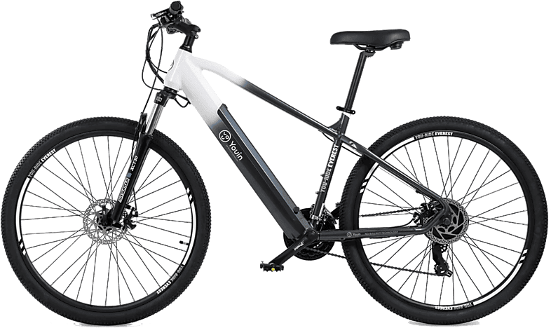 Bicicleta de Montaña - Youin You-Ride Everest, 250 W, 25 km/h, 65 km autonomía, Negro y blanco