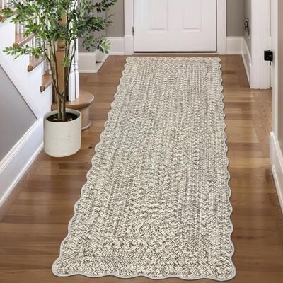 Garvee Scalloped Braided Printed Area Rug