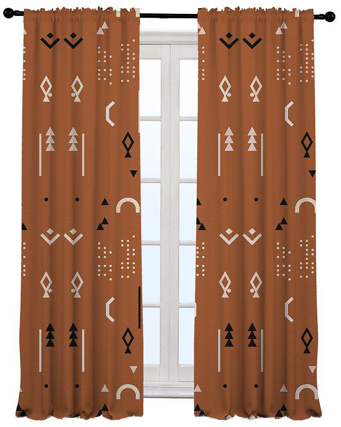 Bloomsbury Market Arawn Semi Sheer Curtain Single Panel Brick 140cm Width x 350cm Drop