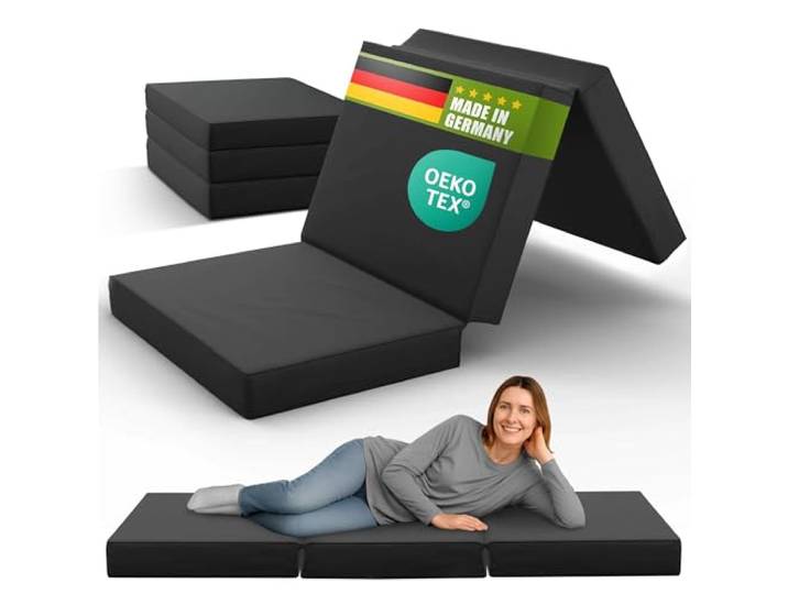 SHOGAZI Klappmatratze 90x200 x 12 cm, Gästematratze klappbar Made in Germany, Faltmatratze VERGLEICHSSIEGER, ultimativer Schlafkomfort, einfaches Waschen, Faltbare Matratze (Anthrazit)