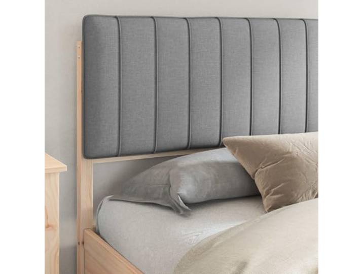 KTHLBRH Bett mit Kopfteil, beschichtet, Hellgrau, 180 x 200 cm Massives Kiefernholz, Lattenrost, kein Boxspring, einfache Montage