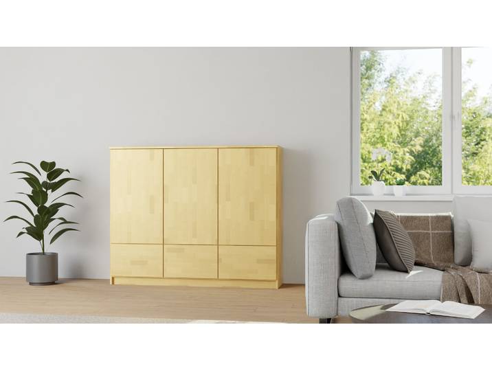 Elegantes Sideboard - Kleiner Schrank Buche Natur geölt