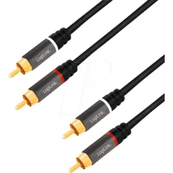 LOGILINK CA1206 - Cinch Kabel, 2x Cinch Stecker auf 2x Cinch Stecker, Metall, 3 m