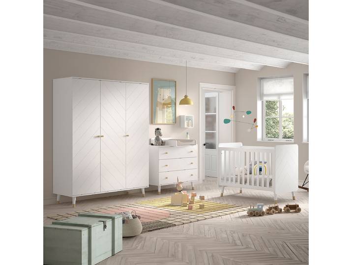 Babyzimmer 3-teilig mit 3 Türer 60 x 120cm Weiß