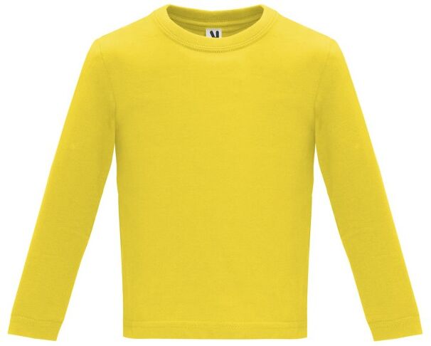 T-shirt bébé personnalisé en coton peigné Baby L/S jaune 6 MOIS