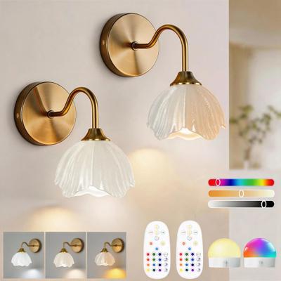 Uplift Picks Gold Rechargeable RGB Wall Sconce With Remote Control 15 Colors petal (2 Packs)