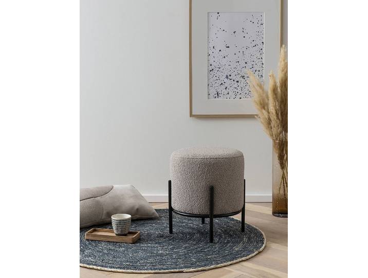 Repose-pieds capitonné Bumyra - Type B 35 x 38 x 35cm Gris/Taupe Noir Bouclé