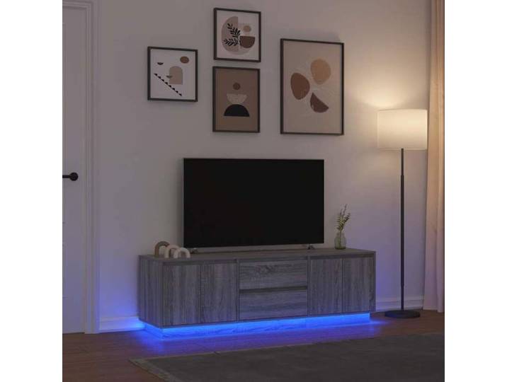Meuble TV avec lumières LED sonoma gris 160 5x41x50 cm support TV meuble télé meuble multimédia banc TV meuble 3328431