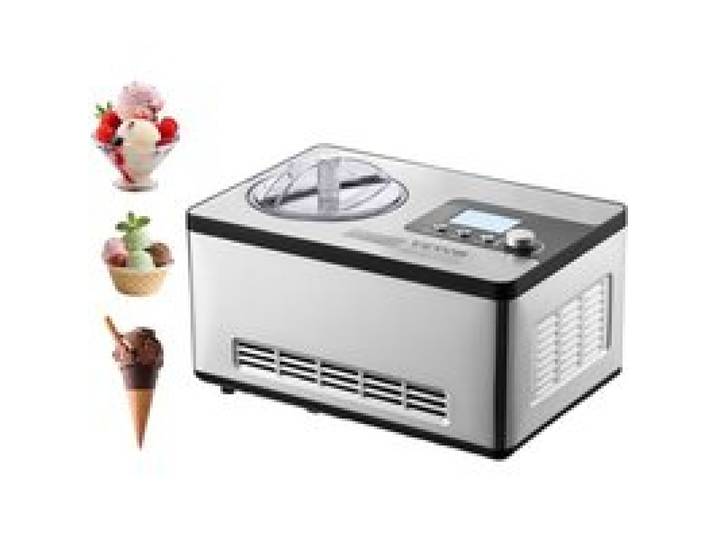 VEVOR Kompressor Eismaschine Eiscrememaschine 2 L, 180 W Frozen Joghurtbereiter Speiseeismaschine 3 Modi Joghurtmaschine Haushalt, Tragbare Eismaschine Sorbet Gelato Geräuscharm Silber Elektrisch