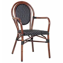 pemora Bistrostuhl Outdoor-Stuhl Terrassenstuhl Balkonstuhl Armlehnstuhl BAMBU AL Bambusoptik schwarz