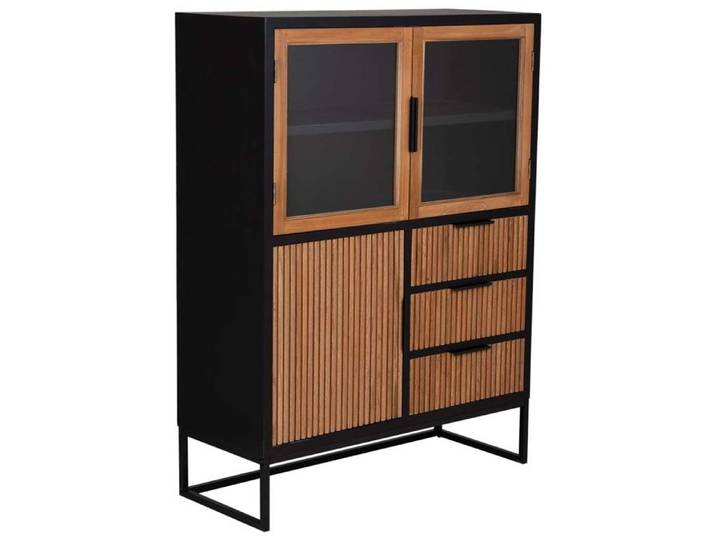 Vitrine 3 portes et 3 tiroirs bois 100x40x135h