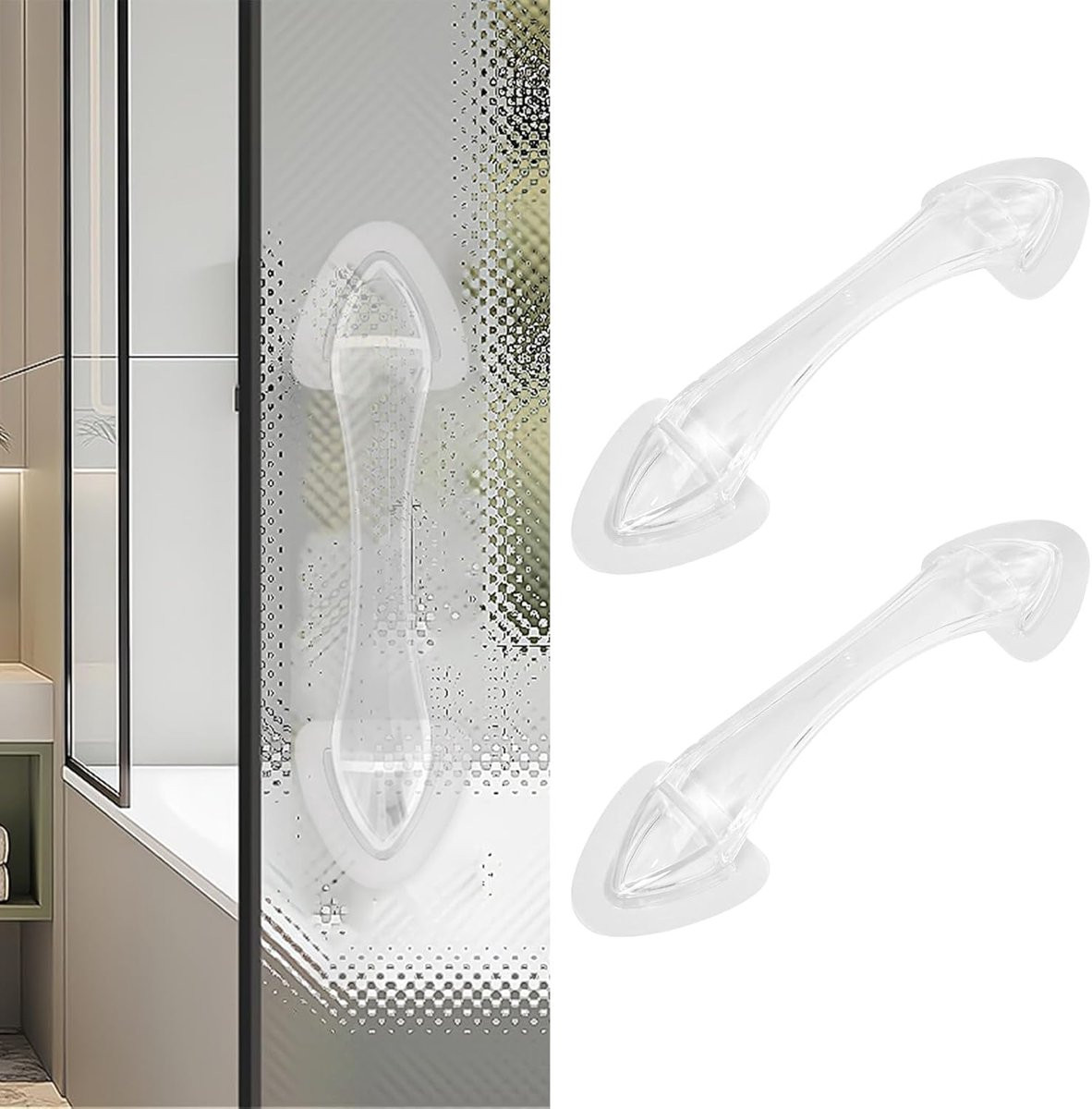 Set van 2 zelfklevende meubelgrepen voor badkamer, ladekast of keukenkastje - Transparant wit