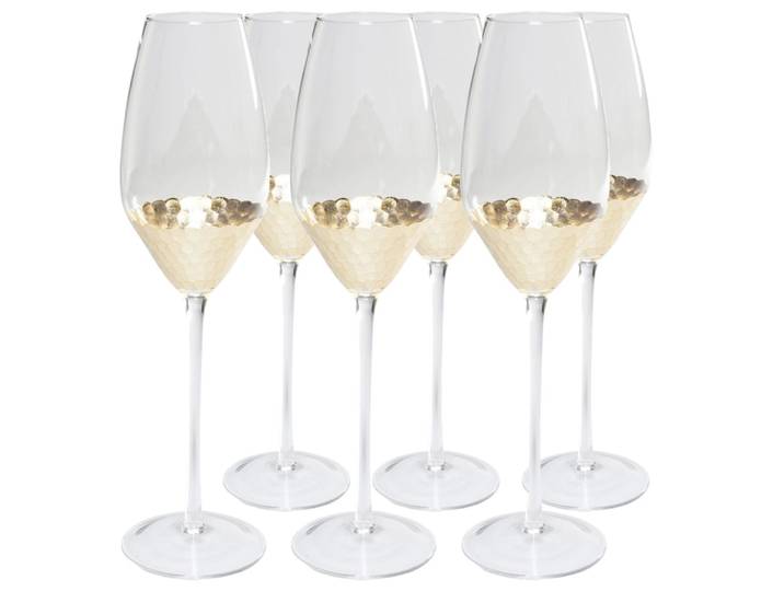 Lot de 6 - flûtes à champagne en verre fond doré