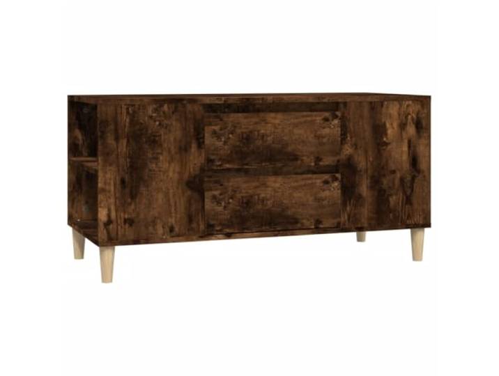 hliofuir TV-Schrank Fernsehtisch 102x44,5x50 cm Holzwerkstoff Räuchereiche Skandinavisches Lowboard fürs Wohnzimmer mit 4 offenen Fächern und 2 Schubladen für Konsolen und Zubehör.
