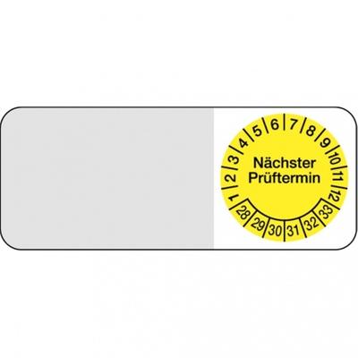 Dreifke® Kabelprüfplakette nächster Prüftermin ab 28 gelb/sch - 50x20 mm Folie selbstklebend, 5 St
