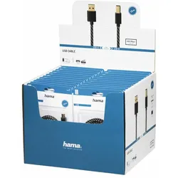 HAMA USB-Kabel, USB 2.0, vergoldet, Gewebe, 1,50 m