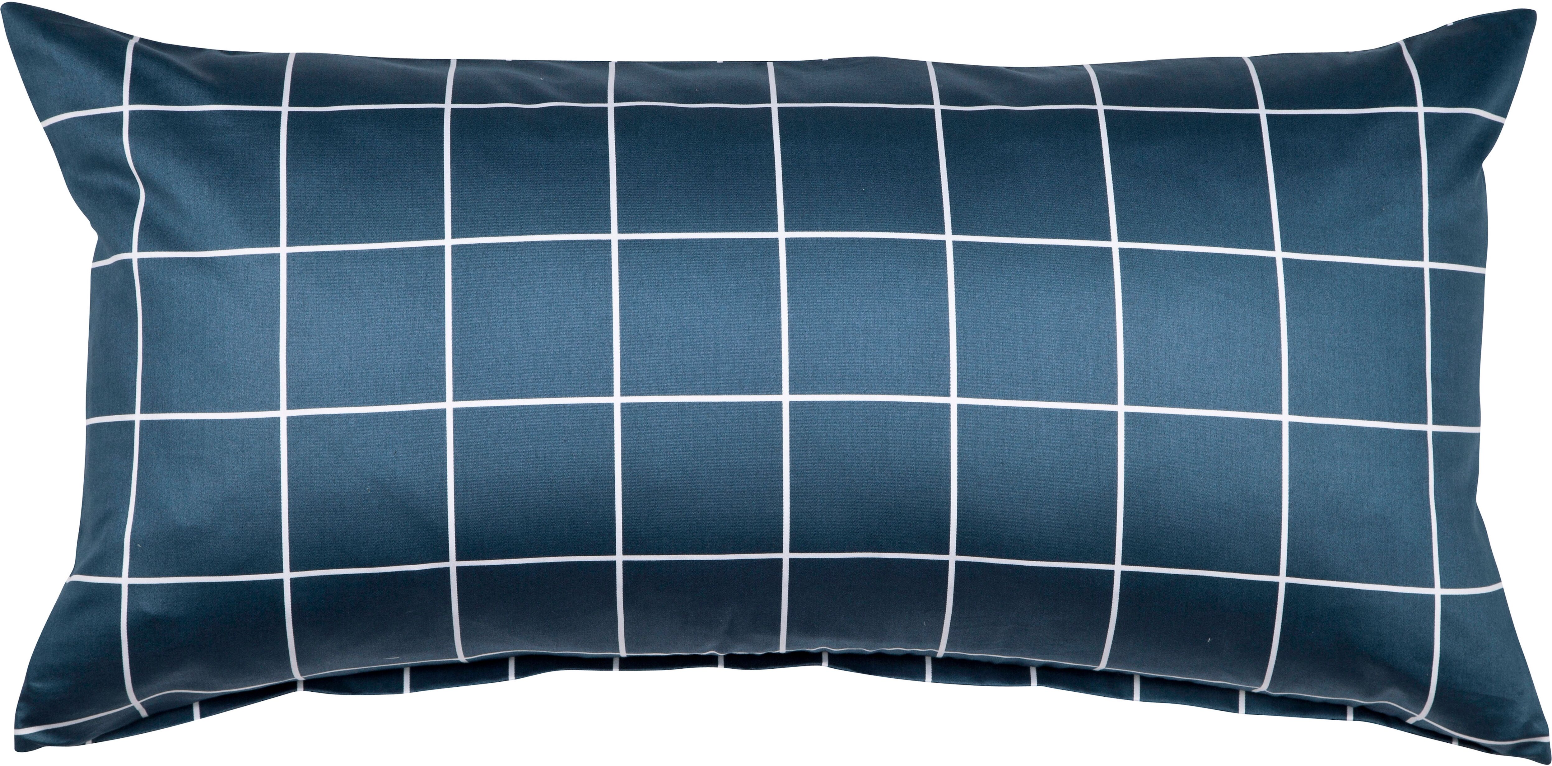 Kissenbezug JANINE "modernclassic 39025, Mako-Satin aus 100% Baumwolle", blau (atlantik), B:40cm L:80cm, Mako-Satin, Obermaterial: 100% Baumwolle, Kissenbezüge, Kissenbezug, mit Reissverschluss, in Gr. 40x80 oder 80x80 cm, mit Karos und Streifen atlantik 