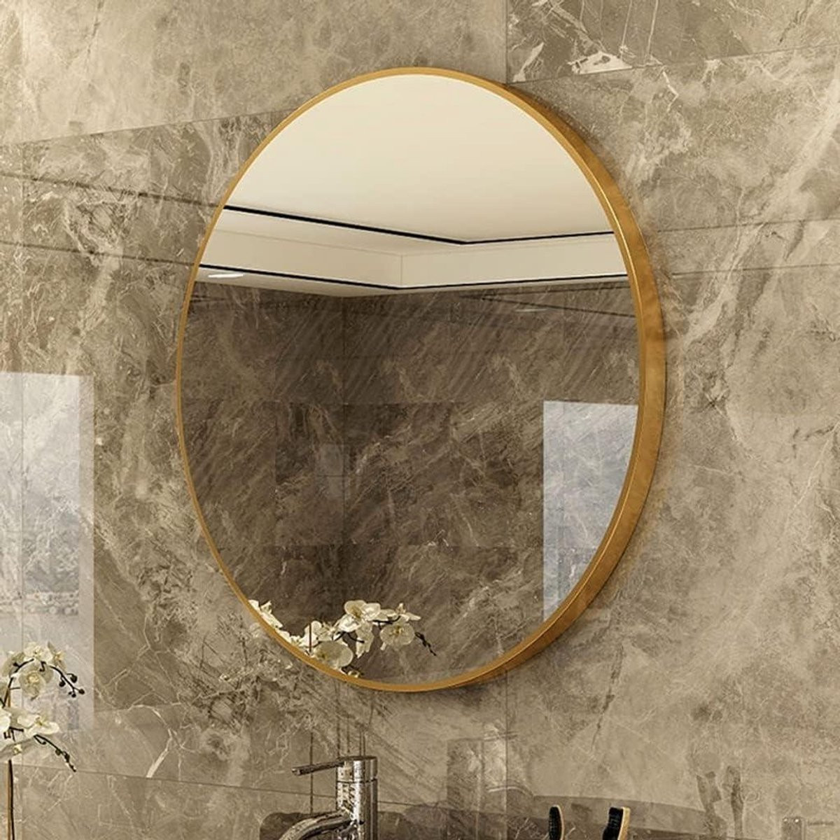 Ronde Wandspiegel Goud - High-Definition Badkamerspiegel en Make-upspiegel - 20 Inch