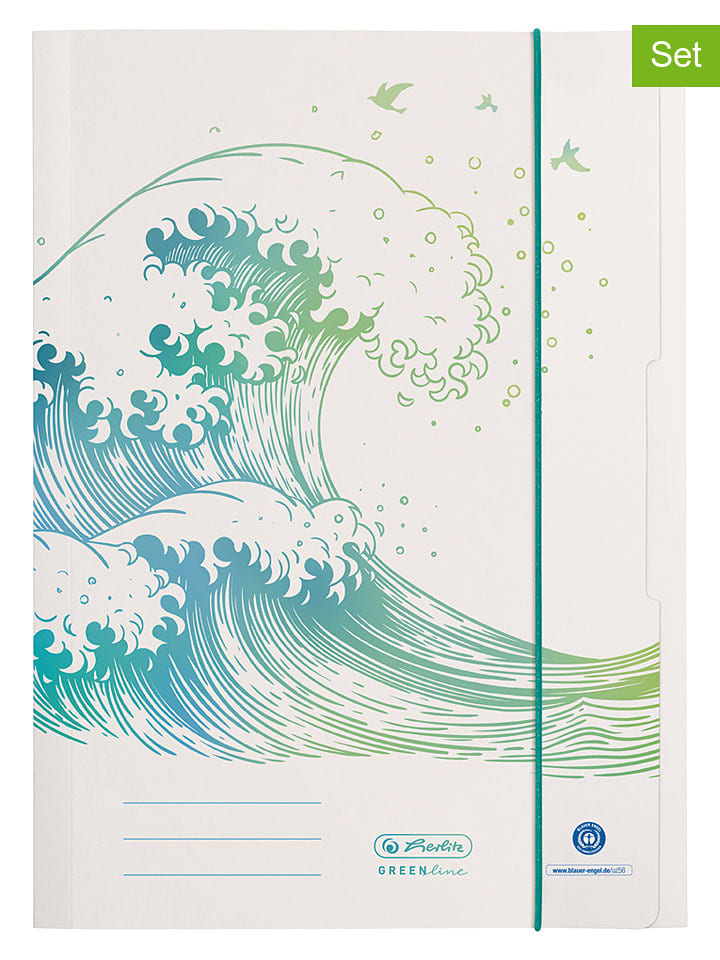Herlitz Sammelmappe ''GREENline Welle'' in Beige/ Grün - DIN A4 - onesize