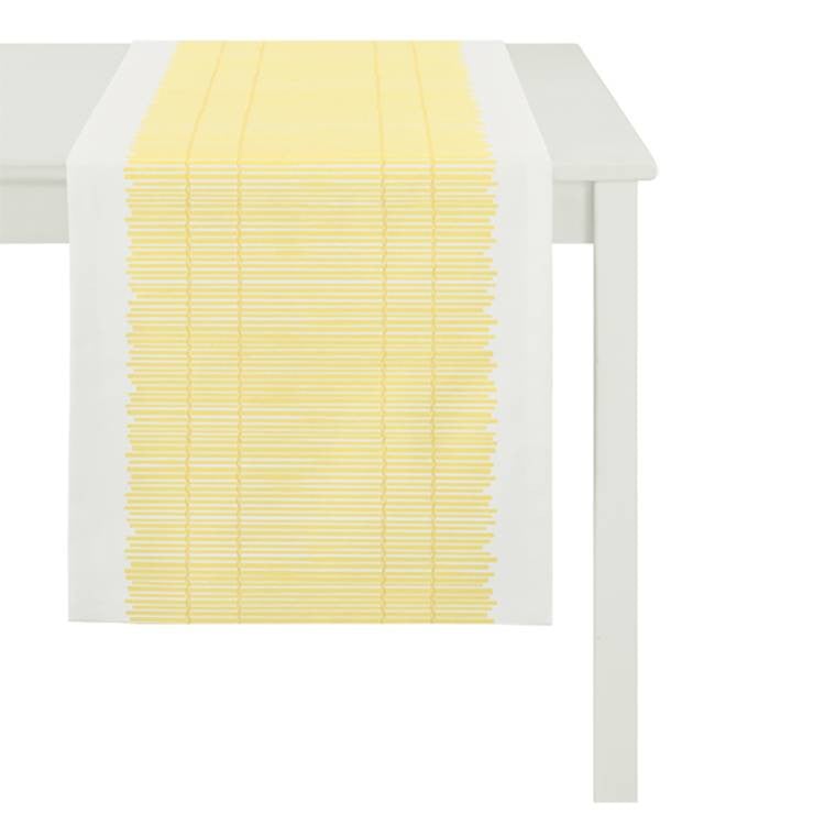 home24 Tafelloper Loft Gestreept Geel B: 48 cm, L: 140 cm