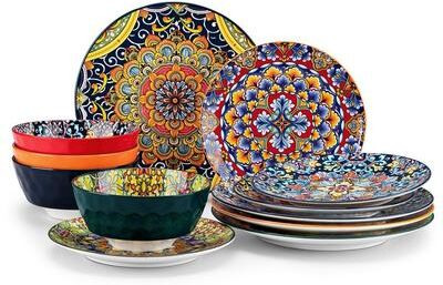 vancasso SIMI 12-Piece Hand Painted Porcelain Dinnerware Set Service for 4