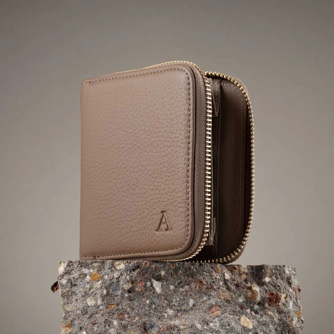 Aarni hjortskinn mini Clutch-plånbok sand/silver