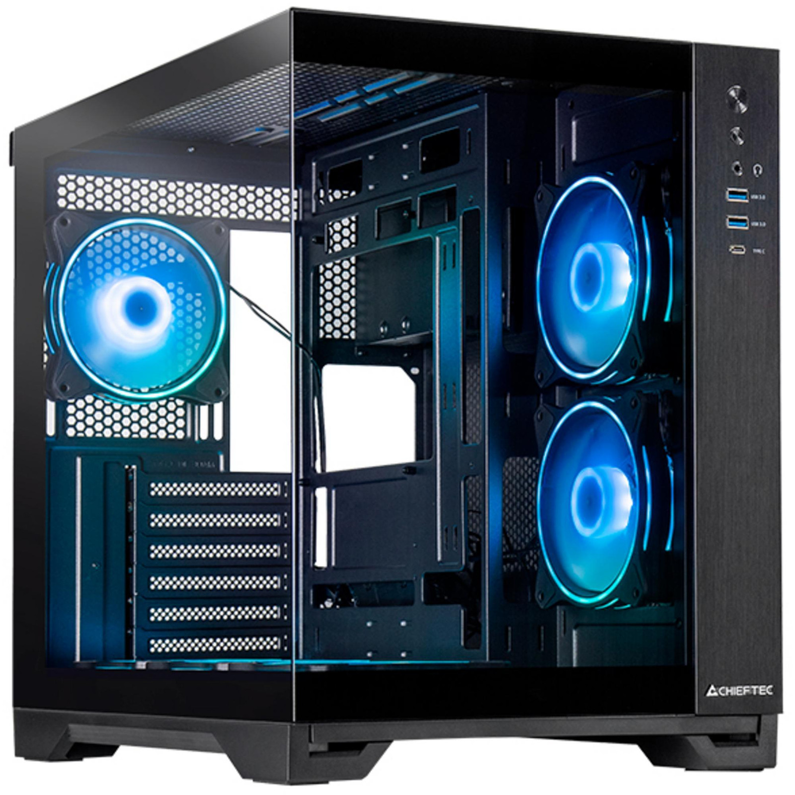 Chieftec Visio GM-30B-TG-OP computerbehuizing, zwart, met 2 stuks gehard glas