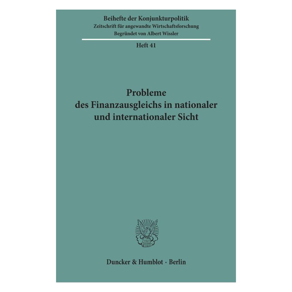 Duncker & Humblot Probleme des Finanzausgleichs in nationaler und internationaler Sicht. (Deutsch, Softcover) (55344898)