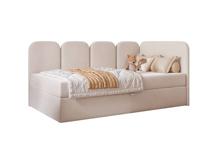 Jugendbett 90x200 cm Nubini, rechtsseitig mit Stauraum,