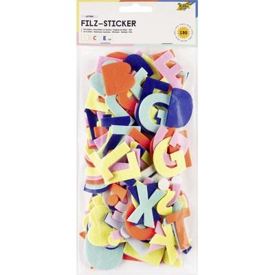 Folia Filz-Sticker LETTERS, 190 Stück in 5 verschiedenen Farben, Buchstaben-Aufkleber zum Verzieren und Dekorieren