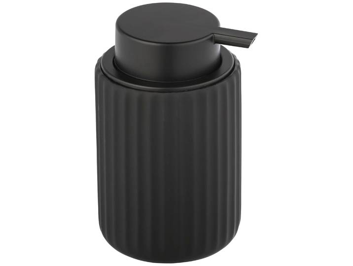 Seifenspender WENKO Belluno , schwarz, H:13,5cm L:8cm, Keramik, Kunststoff, Dosierspender, Seifenspender, aus Keramik, Füllmenge: 400 ml