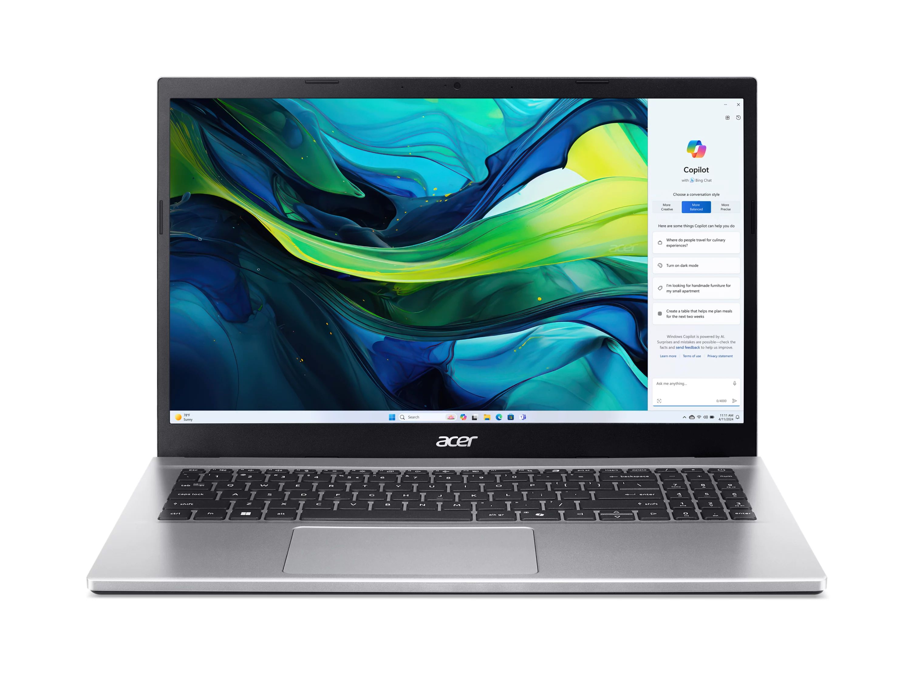 Acer Aspire Go AG15-42P-R93Z Full HD Notebook 39,6 cm (15.6 Zoll) 16 GB RAM 512 GB SSD Windows 11 Home AMD Ryzen 7 (Silber) jetzt 75¤ Cashback sichern!* NX.J7WEG.018