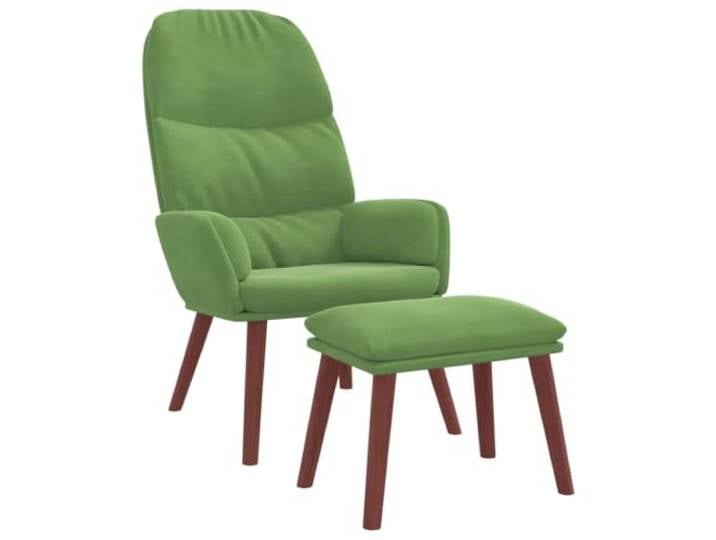 Makastle Relaxsessel mit Hocker Hellgrün Samt