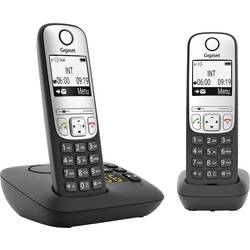 Gigaset A690A Duo DECT Schnurloses Telefon analog Freisprechen, mit Basis, Wahlwiederholung Schwarz L36852-H2830-B101