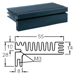 V 6716Z - Spezial-Kühlkörper, 94x55x28mm, 3,6K/W