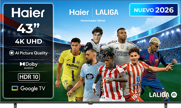 TV LED 43" - Haier K85 Series H43K85GUX, 4K UHD HDR10, Google TV, AI Picture Quality, Gaming 120Hz, Negro