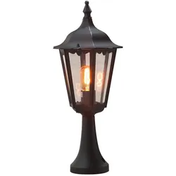 Konstsmide Sockelleuchte FIRENZE, E27 max. 100W, Schwarz, Aluminium / Klarglas KON-7214-750