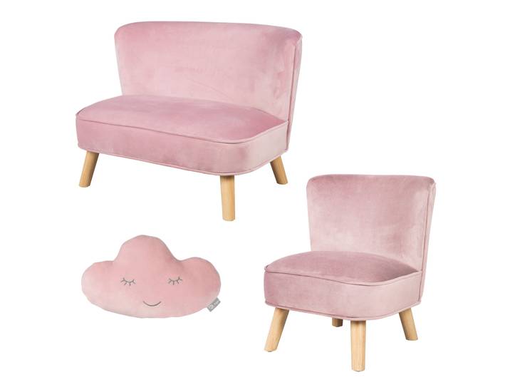 Bundle 'Lil Sofa' enthält Kindersofa, Kindersessel, Dekokissen Wolke in rosa/mauve