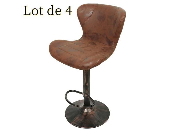 Tabouret de bar en cuir YYIXING® - Lot de 4 - Hauteur réglable et pivotant