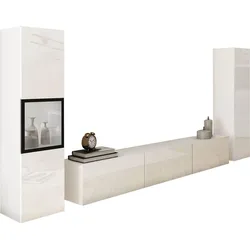 Wohnwand Berlin Weiß/Hochglanz ca.240x130x31cm