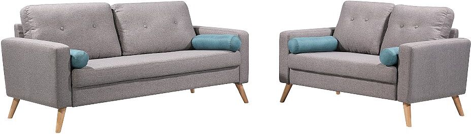 Vente-unique Couchgarnitur 3+2 - Stoff - Grau - TATUM