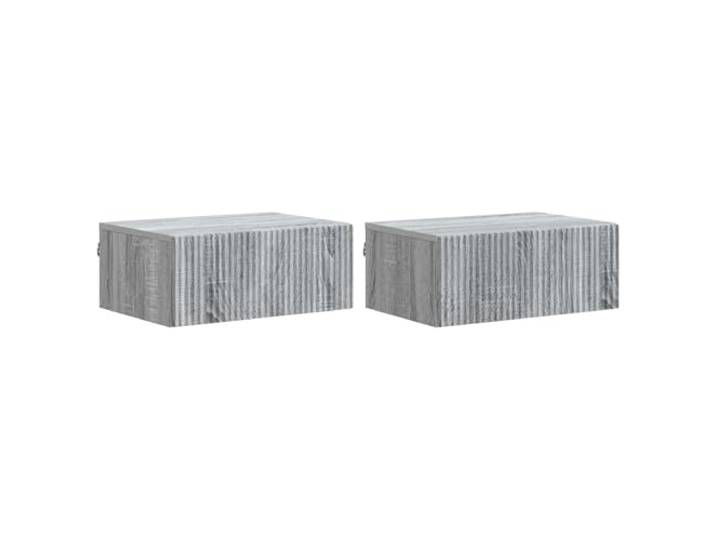 Tmriohed Nachttisch Wandmontiert 2er Set Graues Sonoma 49x34,5x20 cm Kompakter Hängeschrank aus robustem Holzwerkstoff mit 2 Schubladen für Schlafzimmer und Wohnbereich.