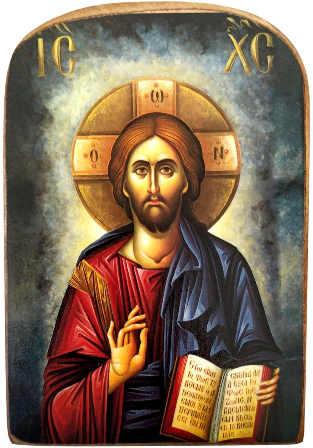 Houten Griekse Orthodoxe Ikoon van Jezus Christus - Portretvorm
