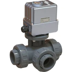 3-Wege-Motor-Kugelventil ECO 50mm PVC 230 VAC – T1-Kugel