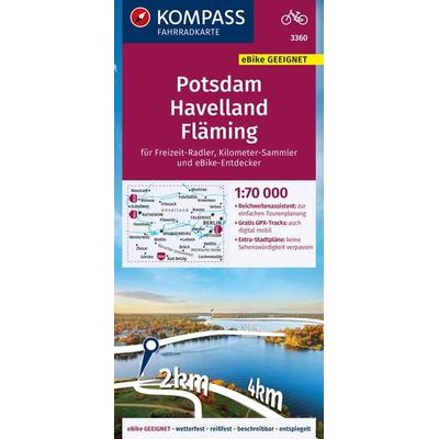 KOMPASS Fahrradkarte 3360 Potsdam, Havelland, Fläming mit Knotenpunkten 1:70.000, Sonstige von , KOMPASS Freytag & Berndt, 978-3-99121-912-5