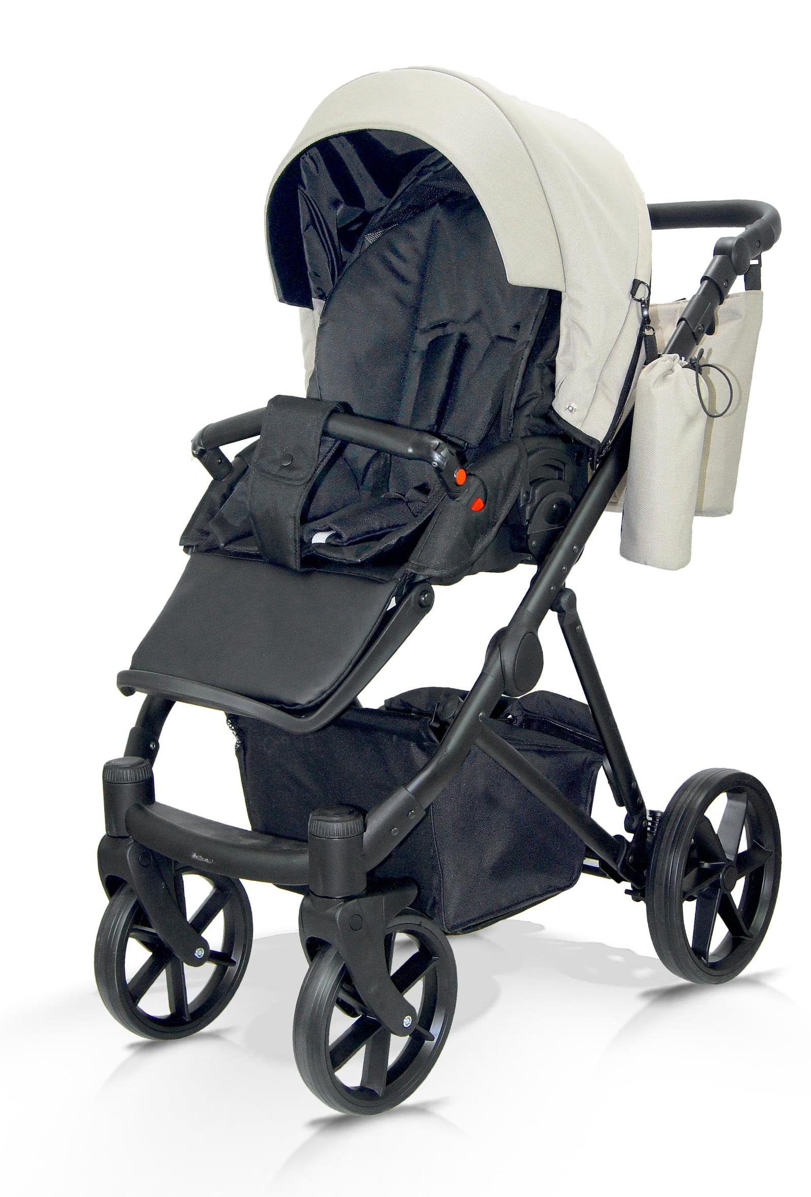 Milukids Lago-Lux 3-in-1 Kombikinderwagen Schwarz mit Babyschale (LAX-02)