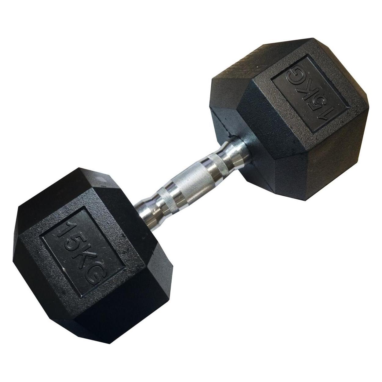 Kubi Sport Einarmige, sechseckige, gummierte Hantel von KUBISPORT, 15 kg (76181514)